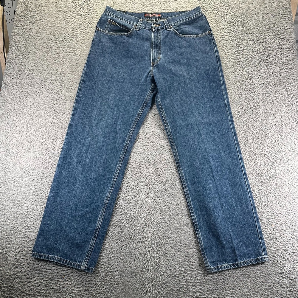 Lee Jeans Mens 36x32 Blue Cotton Denim Straight Leg Relaxed Fit Travel‎ Workwear